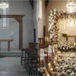antes e depois da decoração do altar