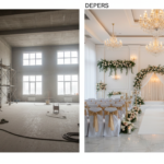 preparação do salão de casamento